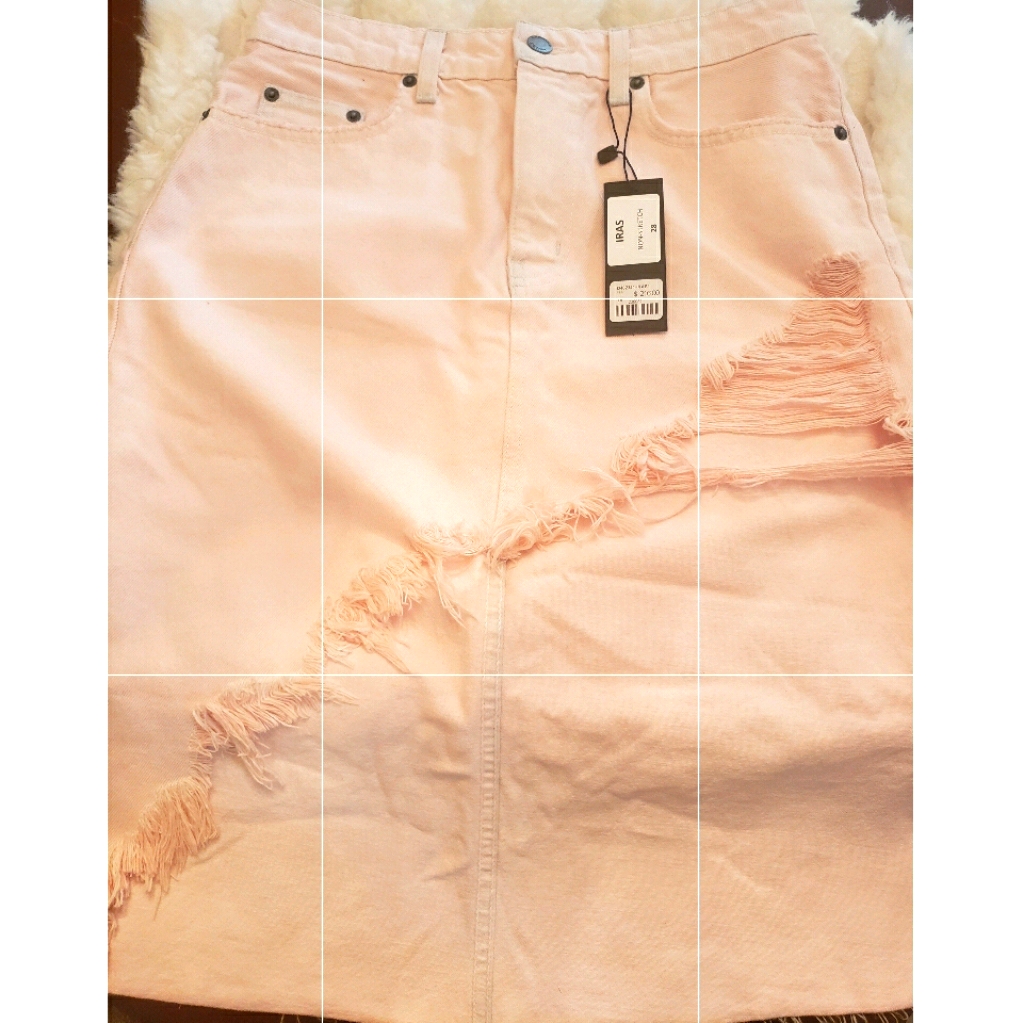 Carmar Distressed Denim Long Back Skirt